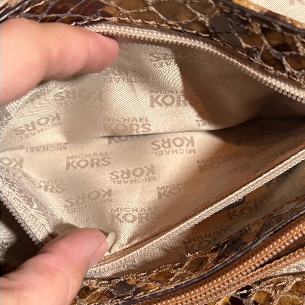 Michael Kors Tan Snake Print Crossbody Bag - Picture 5 of 6